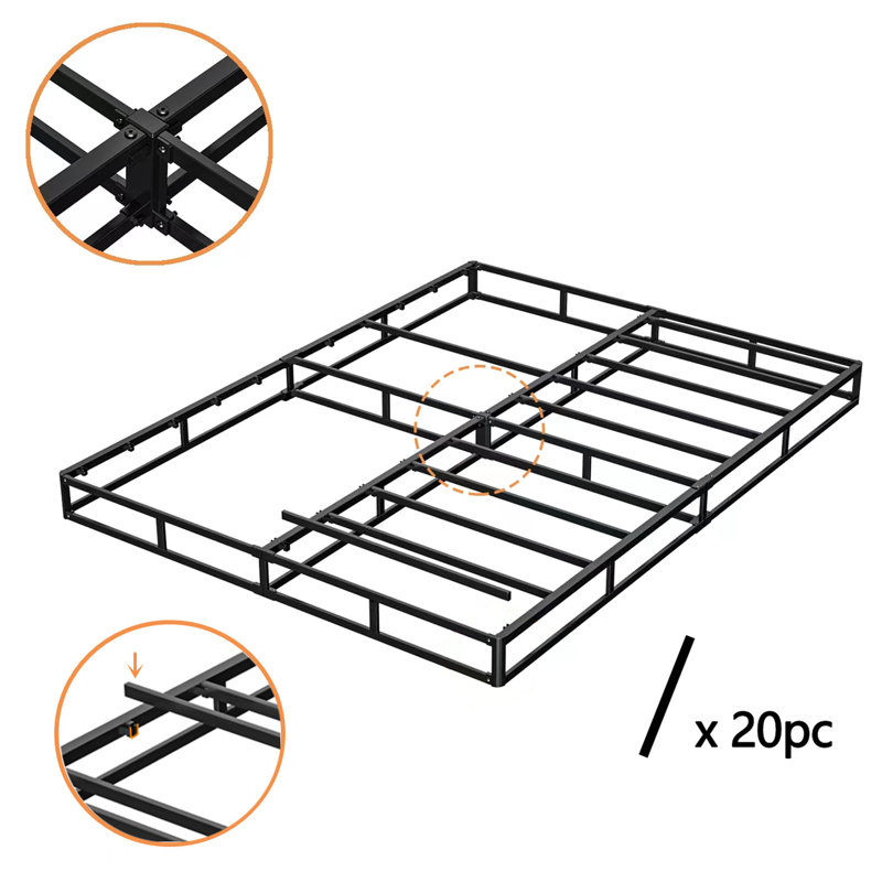 Alwyn Home Ndayisenga 5 Inch Metal Box Spring, Basics Mattress Foundation, Heavy Duty Steel Slat
